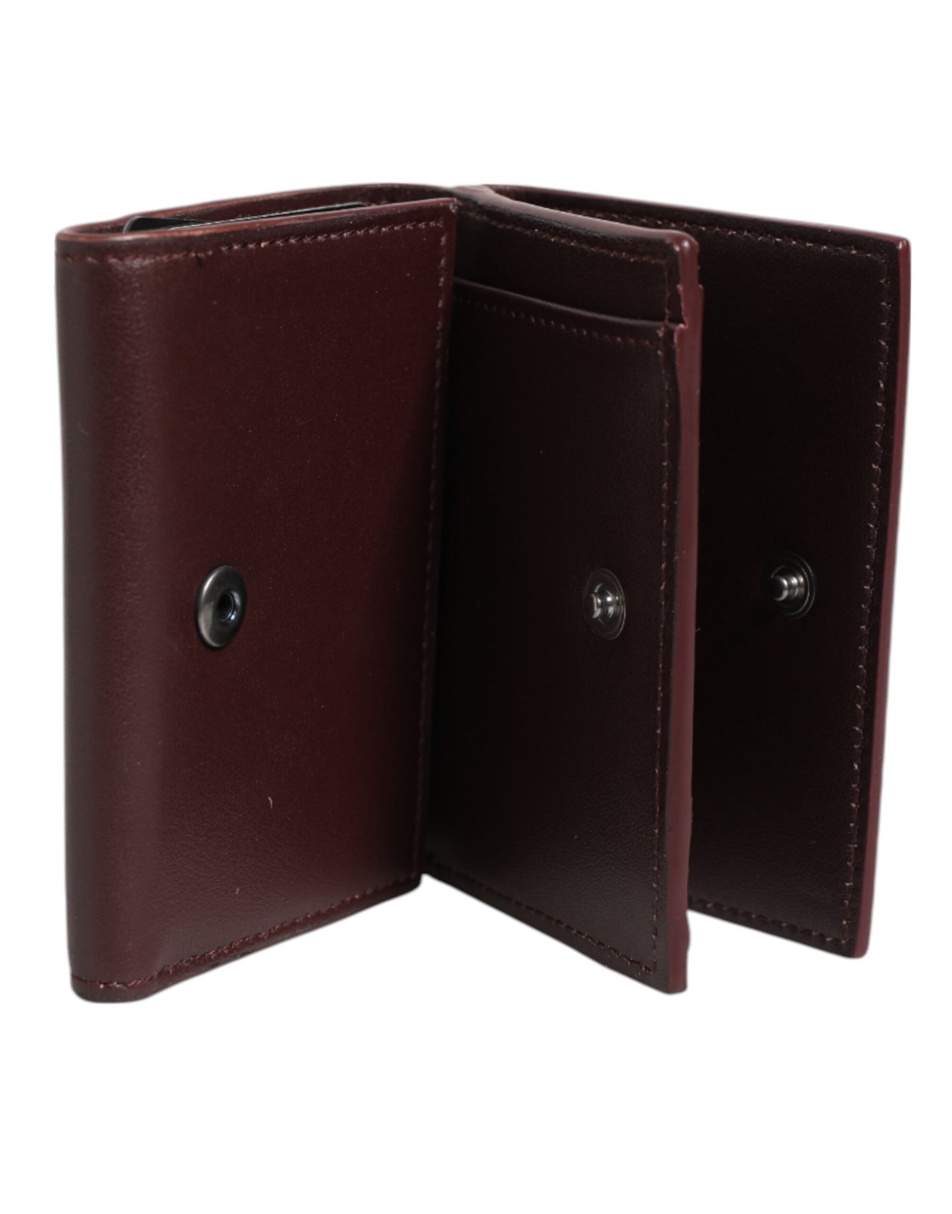 Dolce & Gabbana Leather Embossed Logo Trifold Men Card Holder Dark Brown - ACCEXO