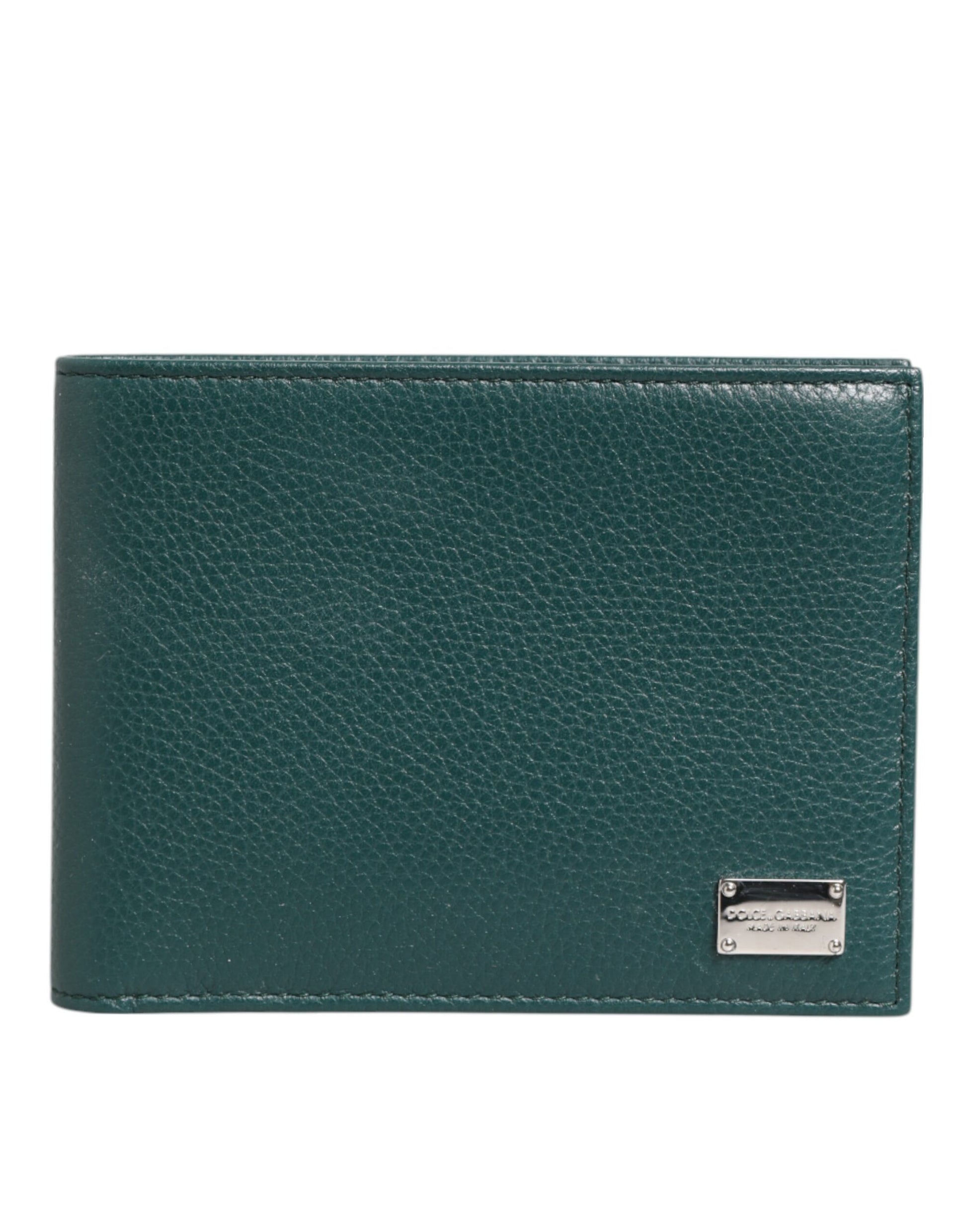 Dolce & Gabbana Green Leather DG Logo Plaque Bifold Men Card Holder Wallet - ACCEXO