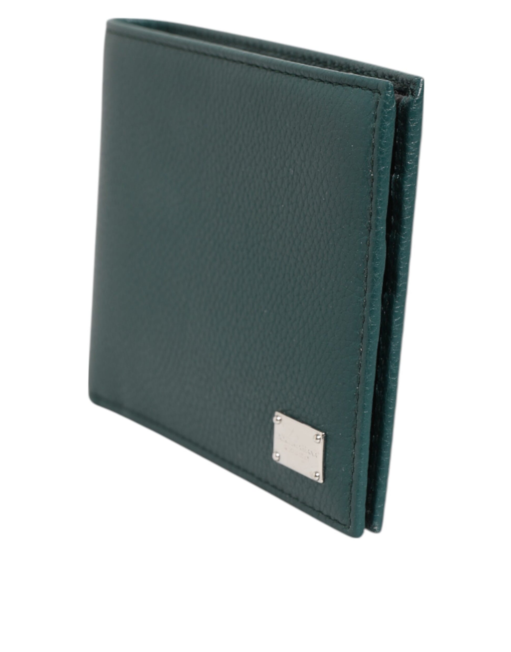 Dolce & Gabbana Green Leather DG Logo Plaque Bifold Men Card Holder Wallet - ACCEXO