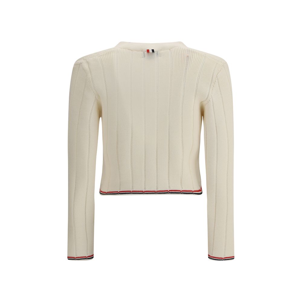 Thom Browne Ladder Full Needle Rib Stitch V Neck Car - ACCEXO