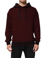 Dolce & Gabbana Burgundy Cotton Plaid Lined Men Hoodie Sweater - ACCEXO