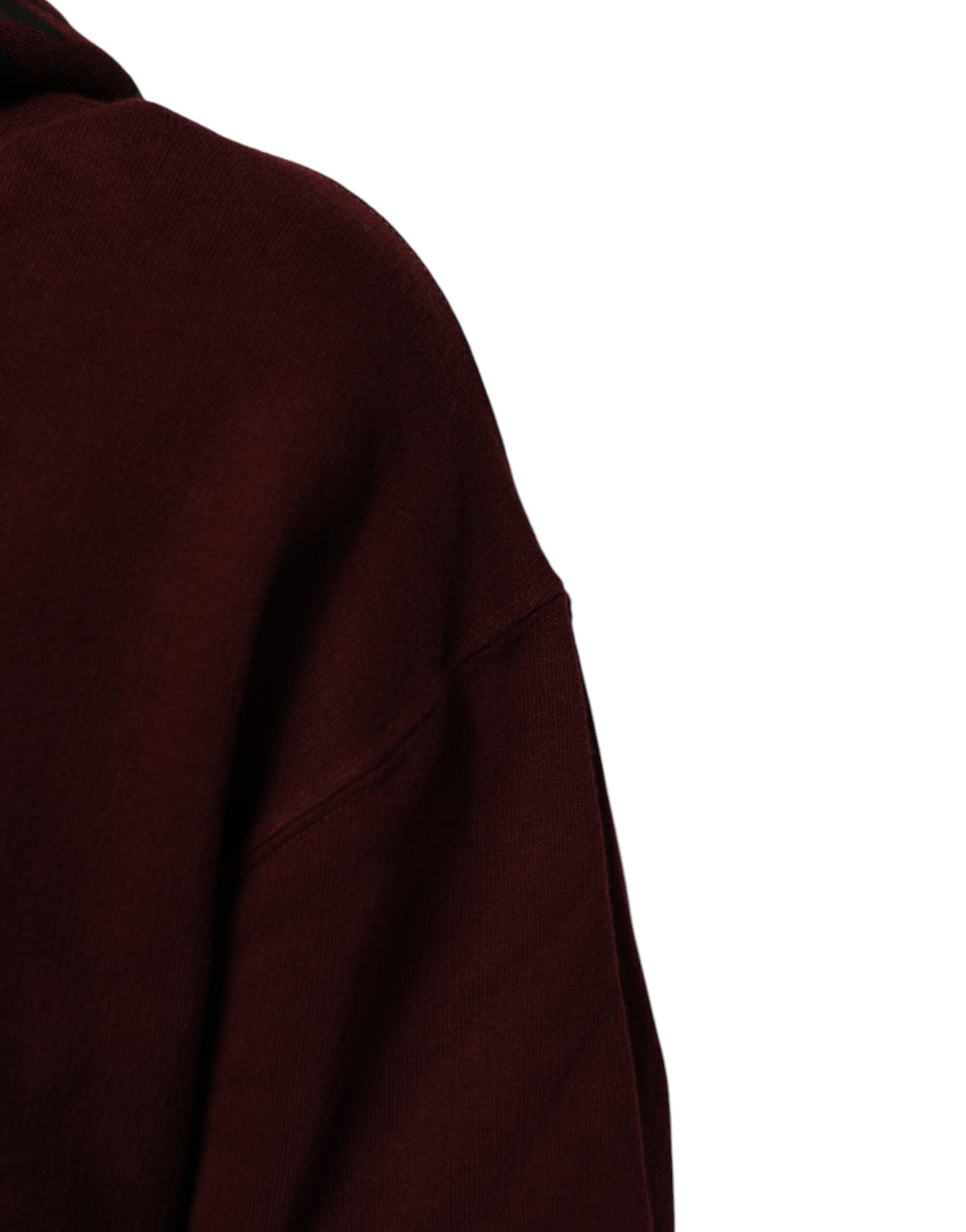 Dolce & Gabbana Burgundy Cotton Plaid Lined Men Hoodie Sweater - ACCEXO