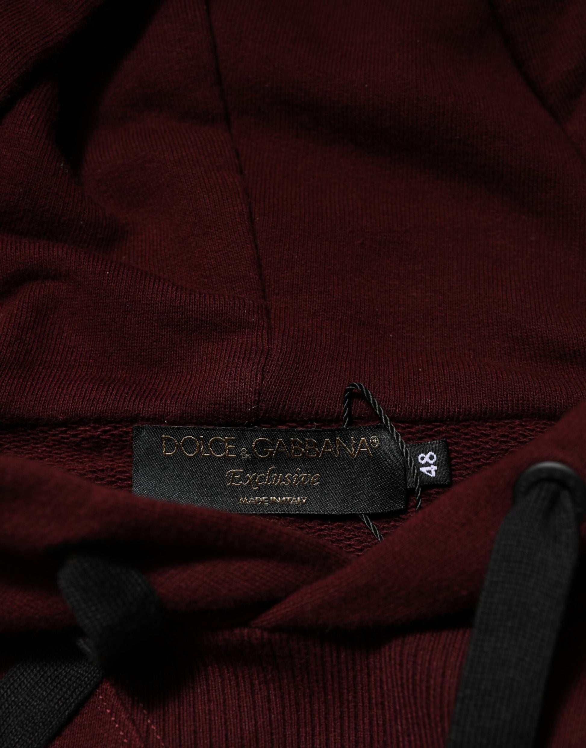 Dolce & Gabbana Burgundy Cotton Plaid Lined Men Hoodie Sweater - ACCEXO