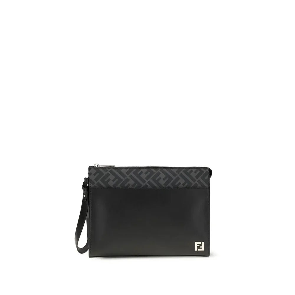 Fendi Black Calf Leather Bos Taurus Clutch Bag - Zachava Main image