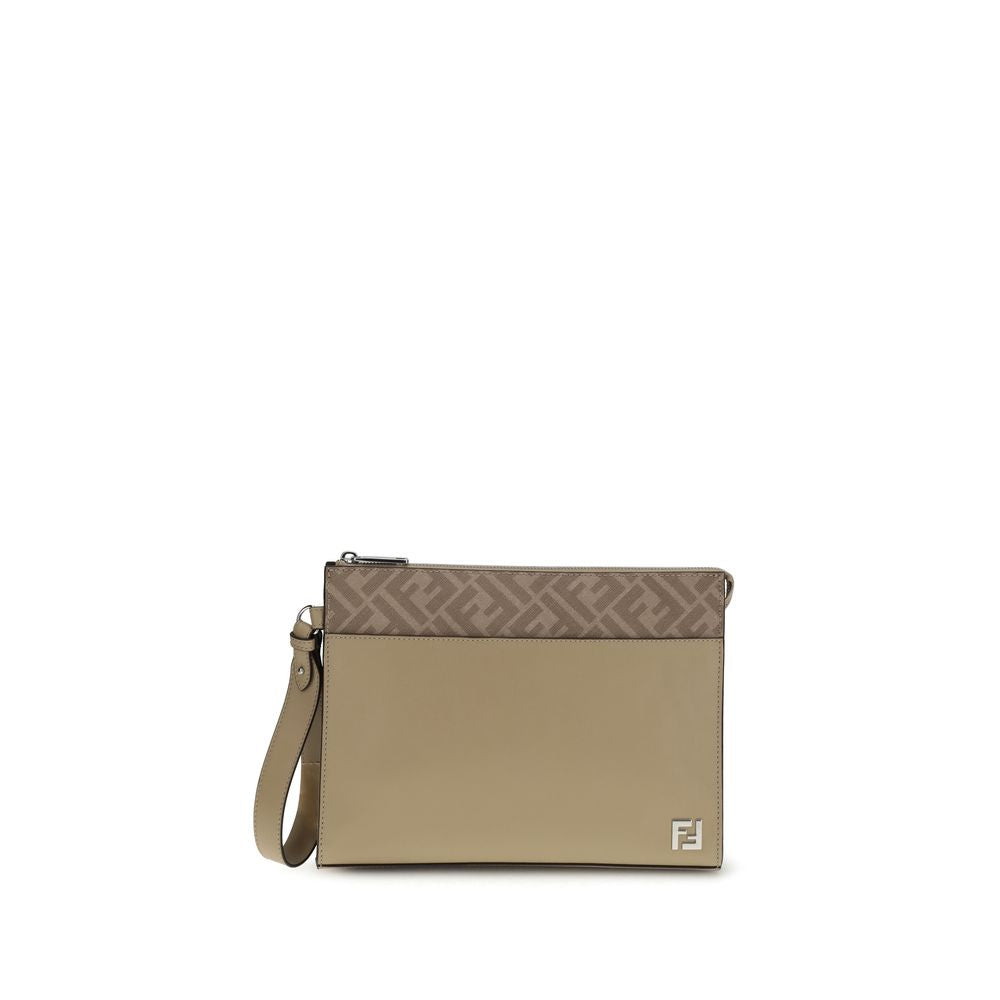 Fendi Leather and FF canvas Clutch - ACCEXO