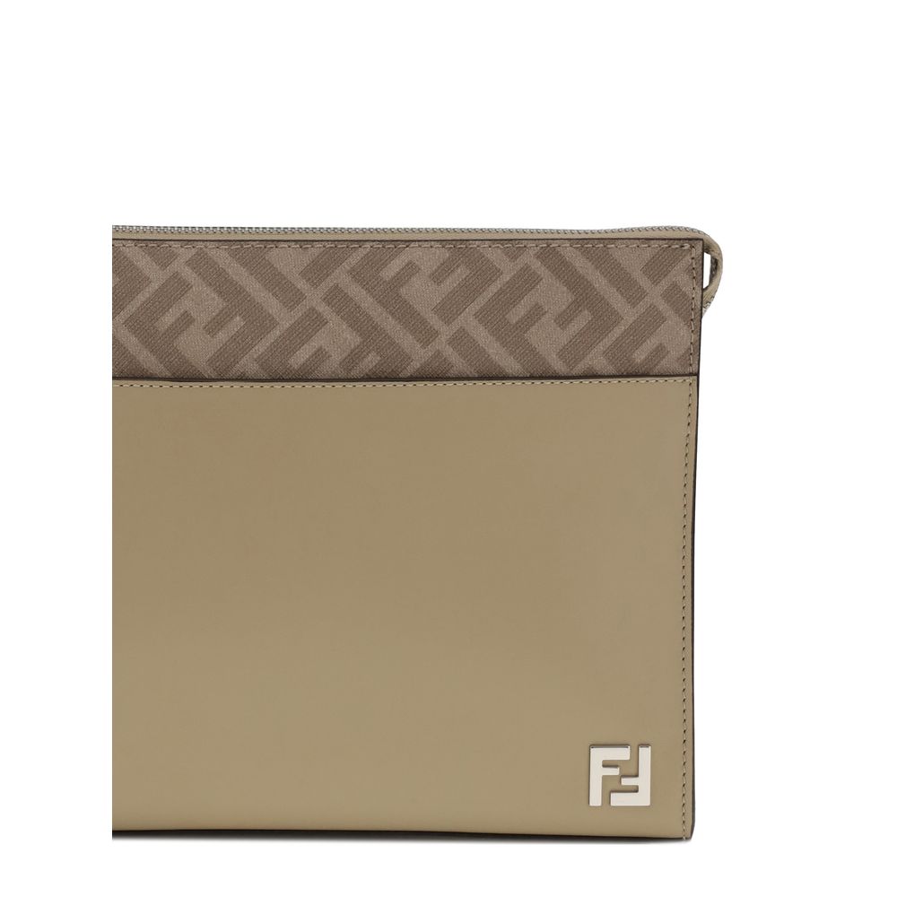 Fendi Leather and FF canvas Clutch - ACCEXO