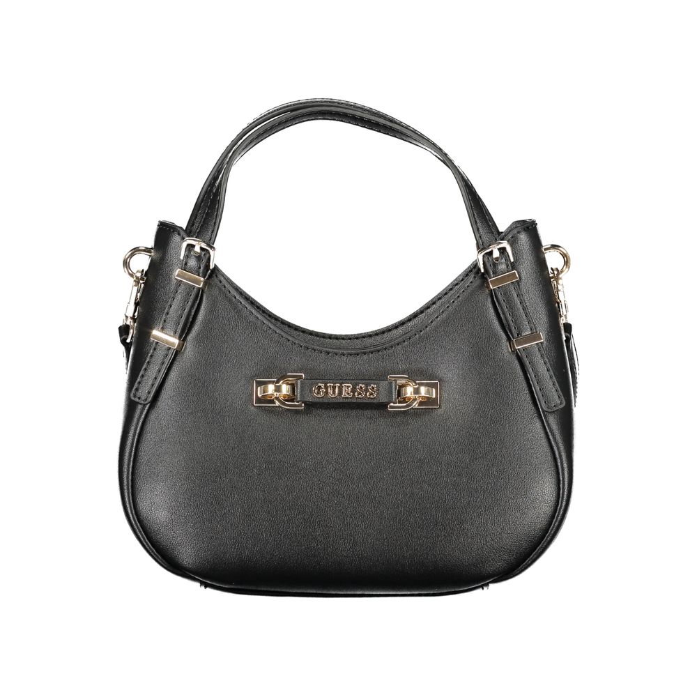 Guess Jeans Black Polyethylene Handbag with Gold Accents