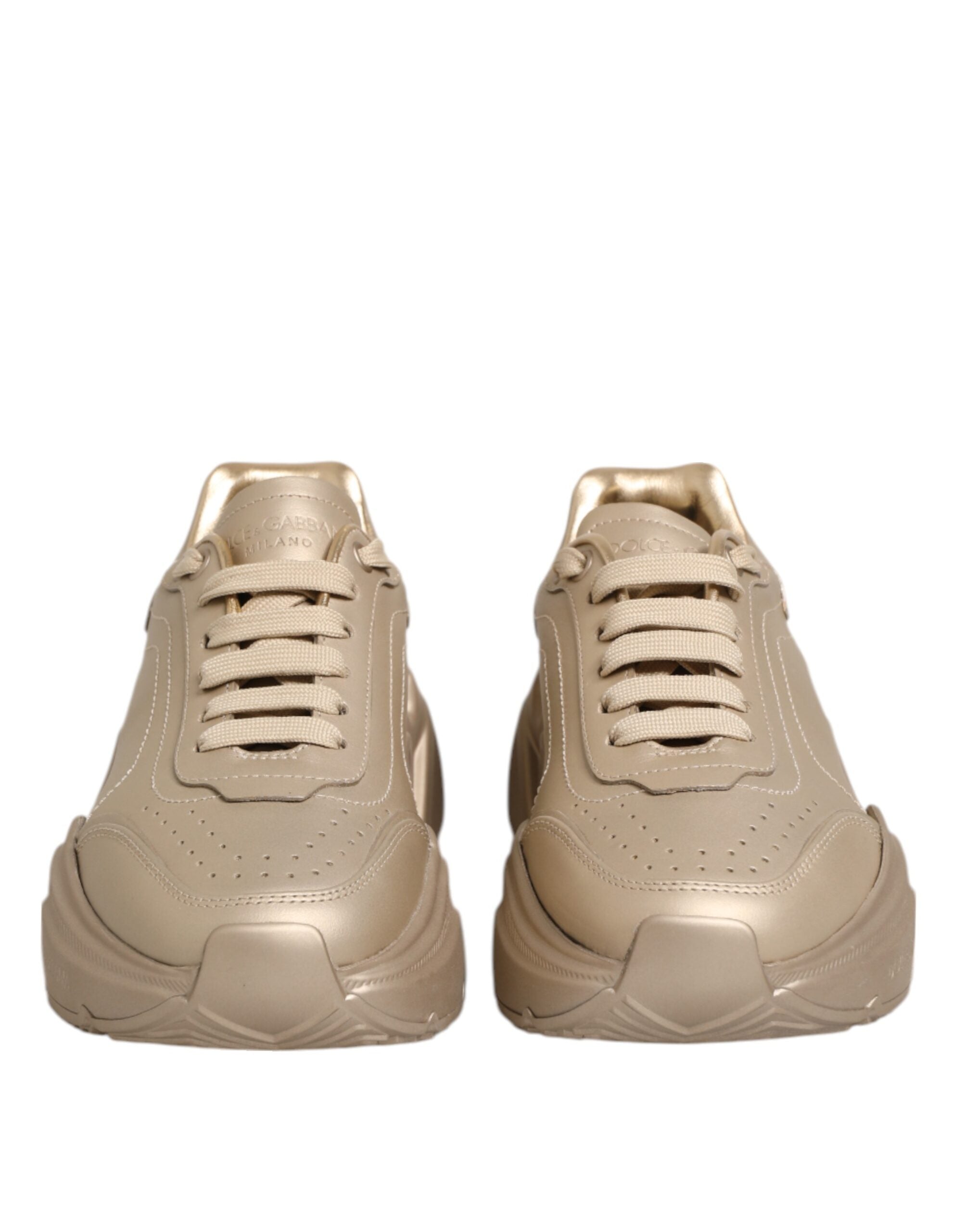 Dolce & Gabbana Gold Leather Daymaster Women Sneaker Shoes - ACCEXO