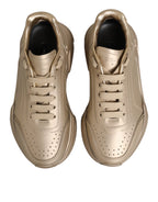 Dolce & Gabbana Gold Leather Daymaster Women Sneaker Shoes - ACCEXO