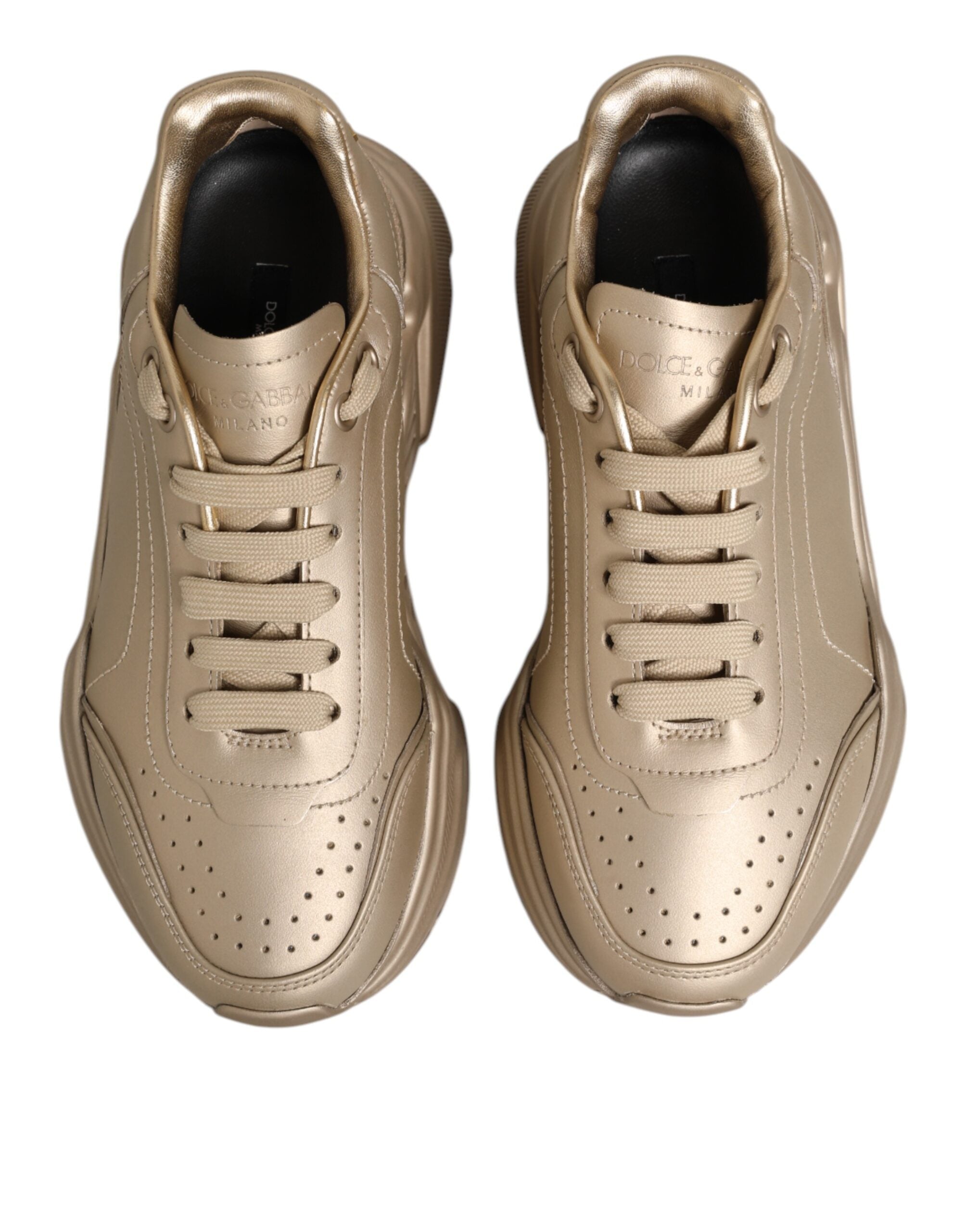 Dolce & Gabbana Gold Leather Daymaster Women Sneaker Shoes - ACCEXO