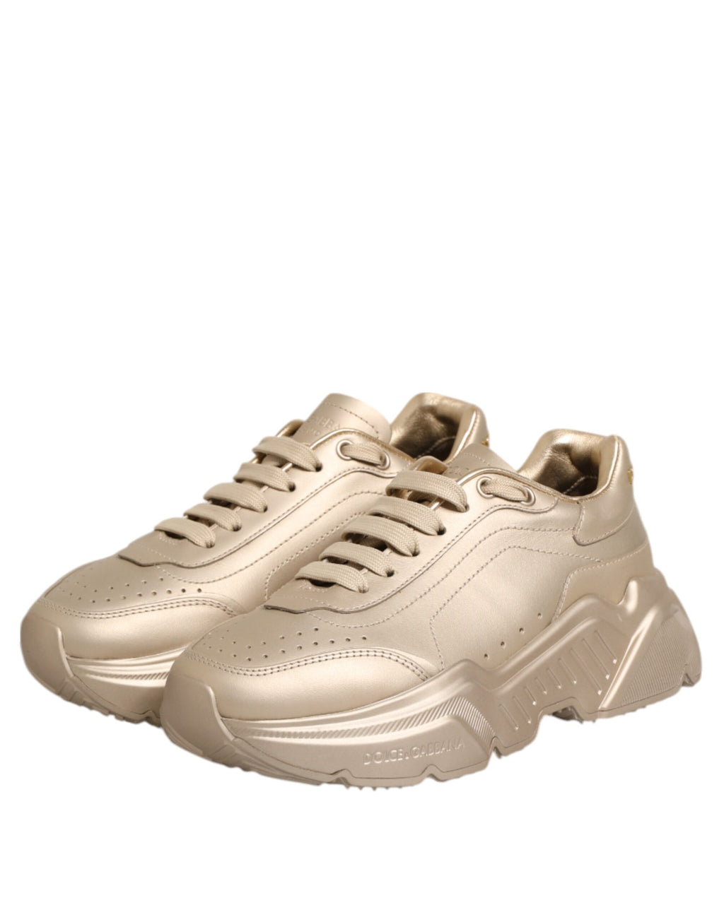Dolce & Gabbana Gold Leather Daymaster Women Sneaker Shoes - ACCEXO