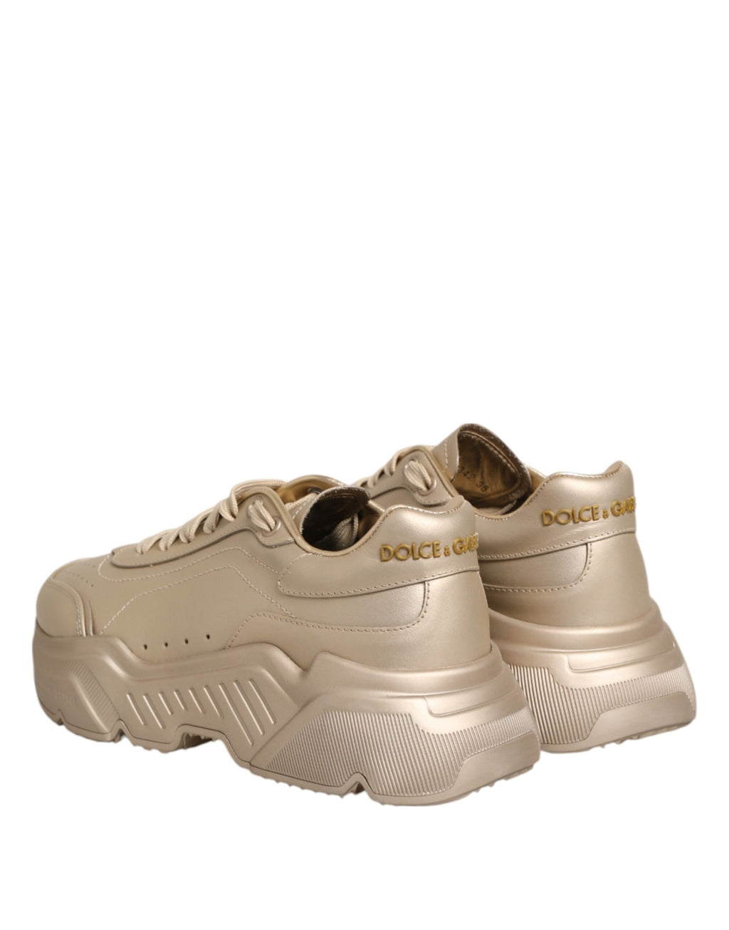 Dolce & Gabbana Gold Leather Daymaster Women Sneaker Shoes - ACCEXO