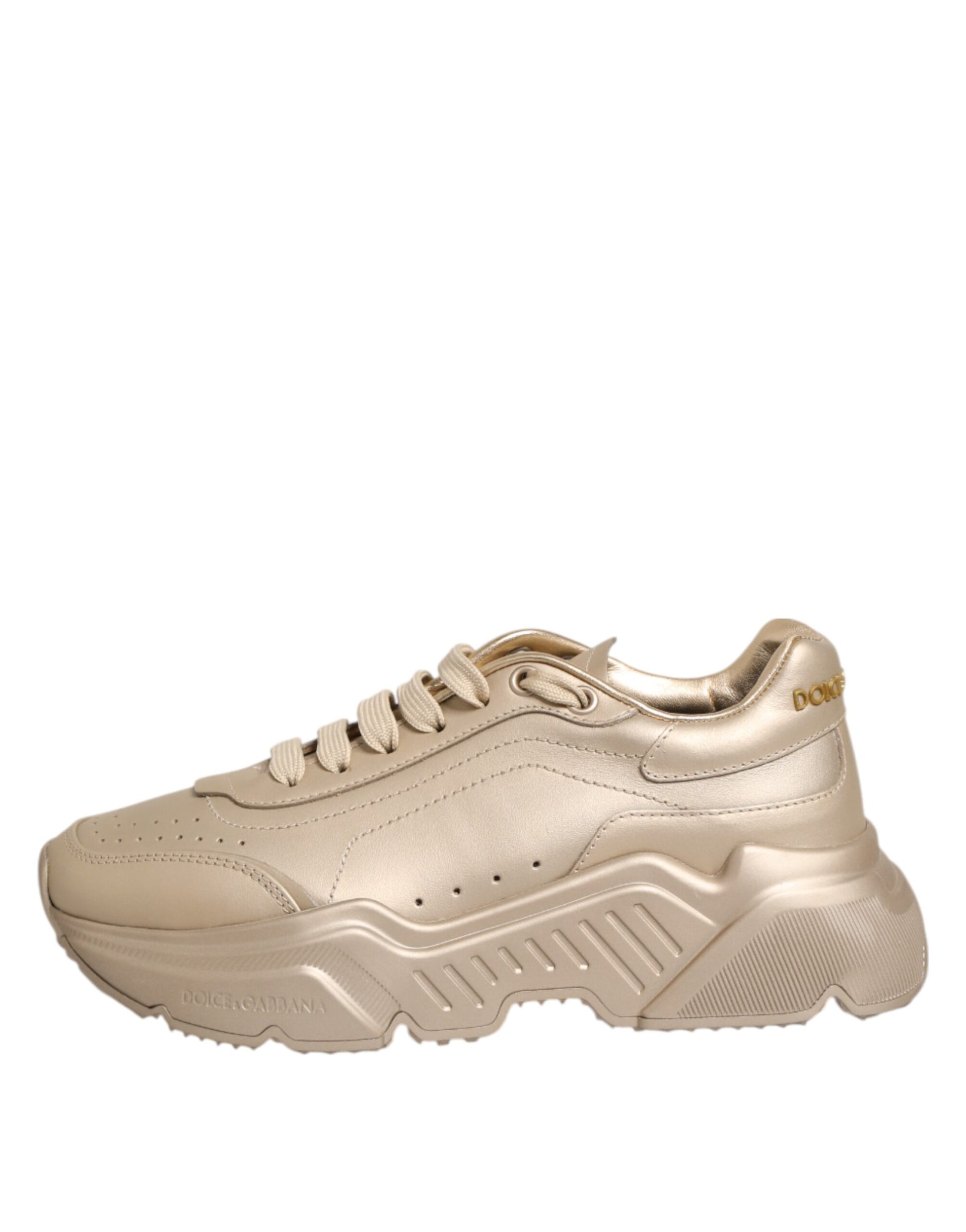 Dolce & Gabbana Gold Leather Daymaster Women Sneaker Shoes - ACCEXO