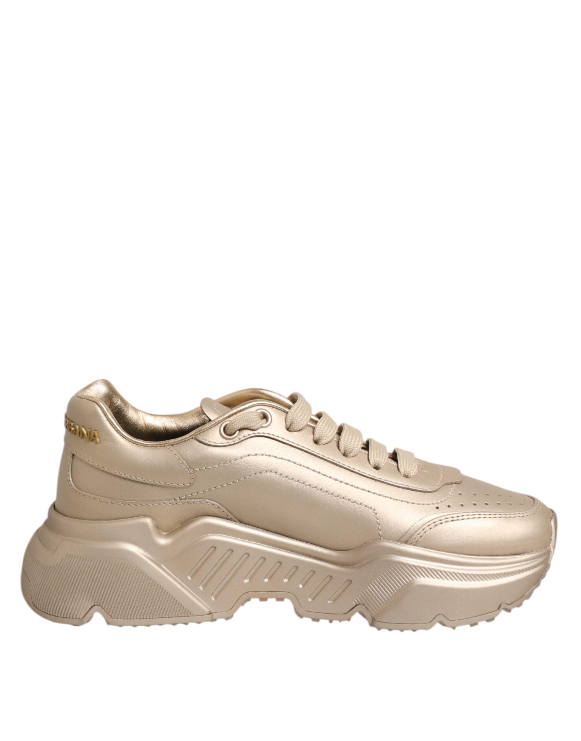 Dolce & Gabbana Gold Leather Daymaster Women Sneaker Shoes - ACCEXO Main image