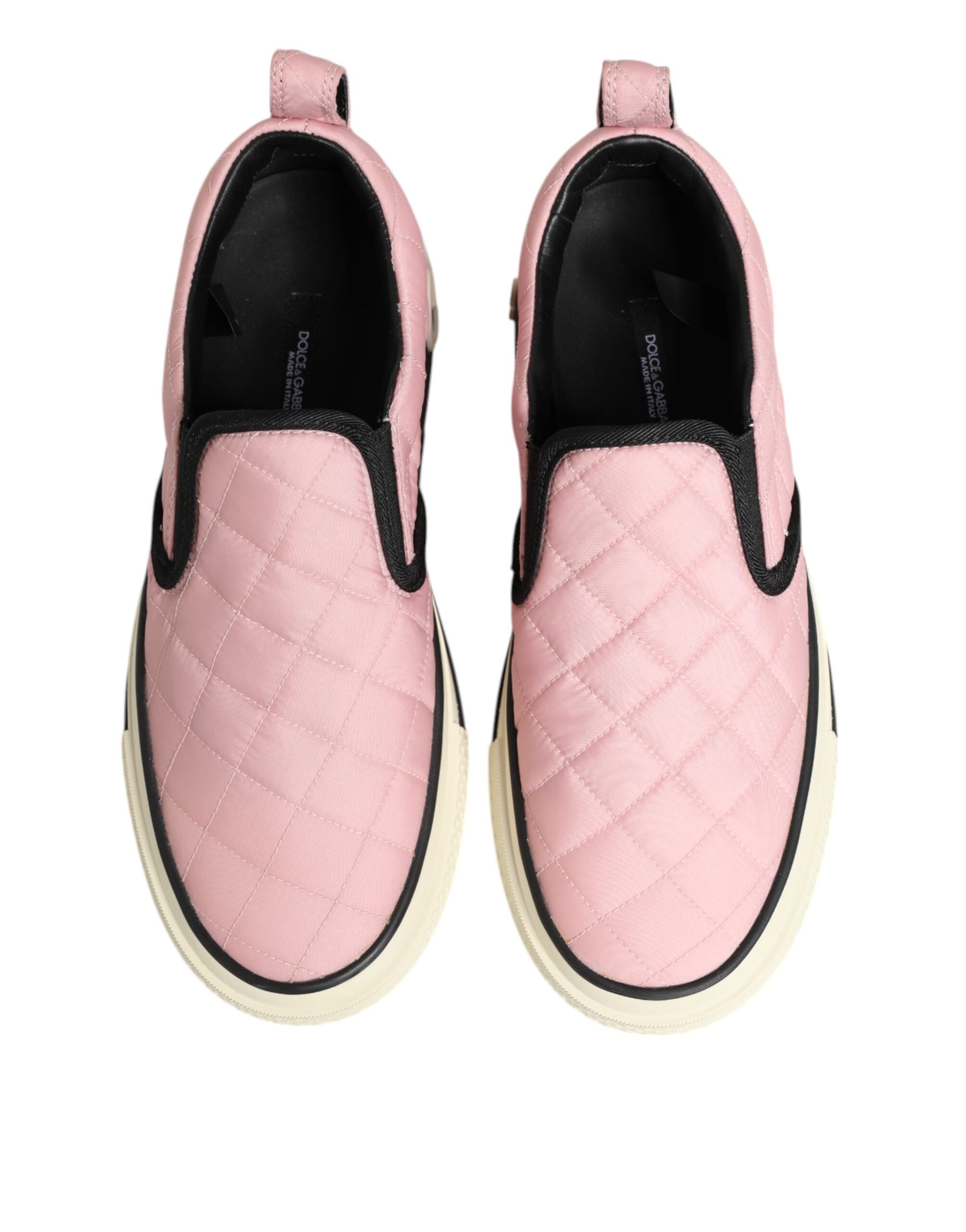 Dolce & Gabbana Pink Quilted Nylon Slip-On Sneaker Shoes - ACCEXO