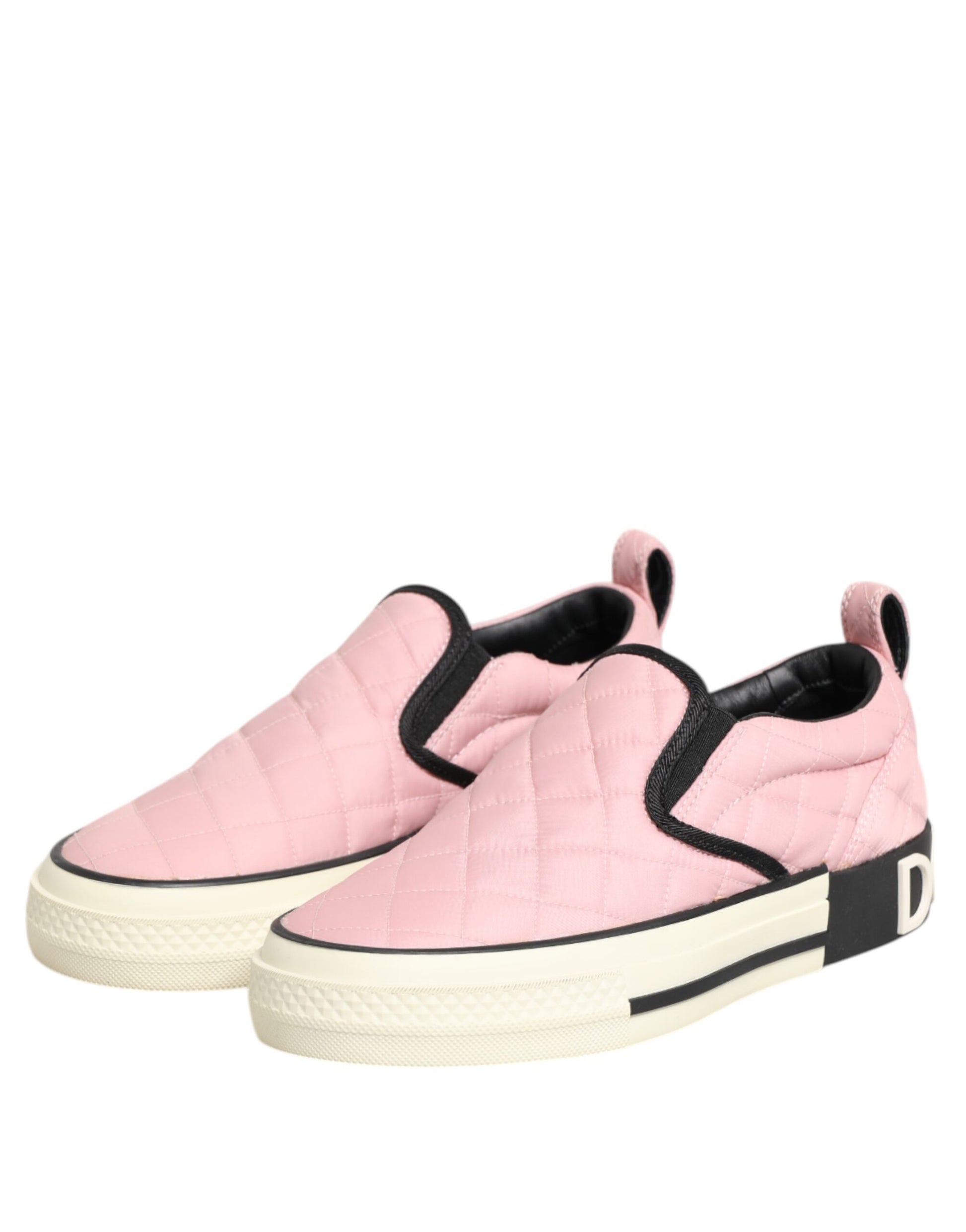 Dolce & Gabbana Pink Quilted Nylon Slip-On Sneaker Shoes - ACCEXO