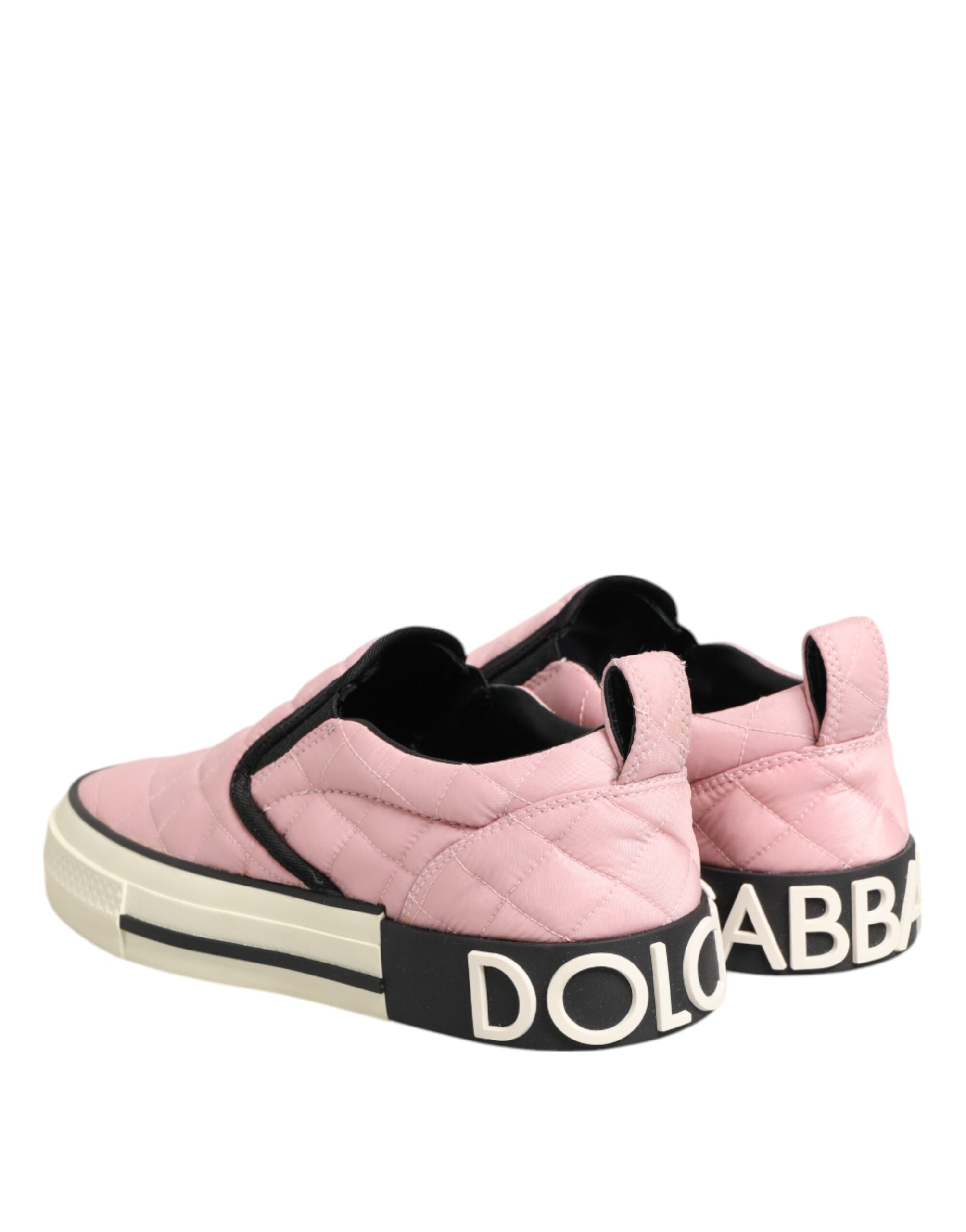 Dolce & Gabbana Pink Quilted Nylon Slip-On Sneaker Shoes - ACCEXO