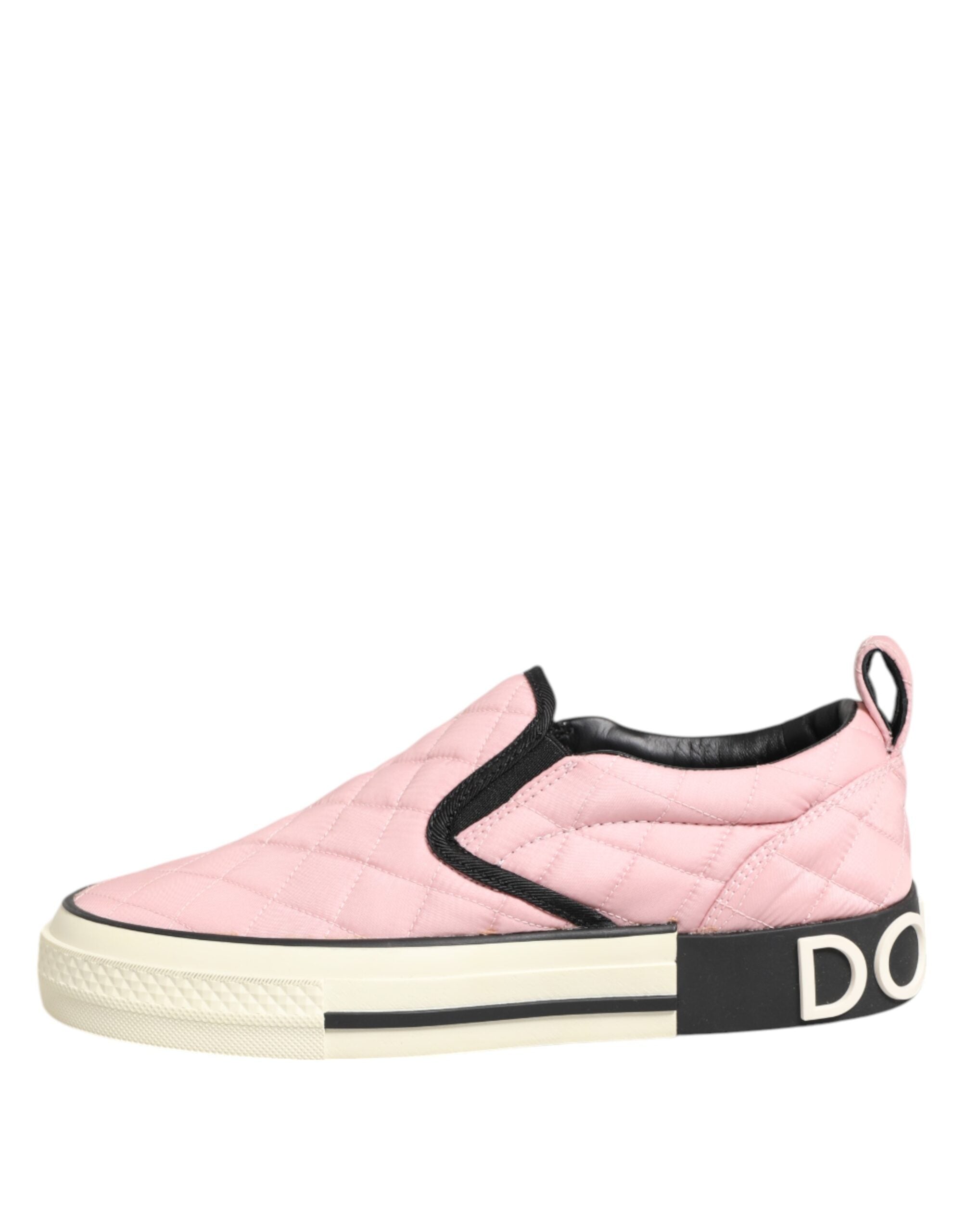 Dolce & Gabbana Pink Quilted Nylon Slip-On Sneaker Shoes - ACCEXO