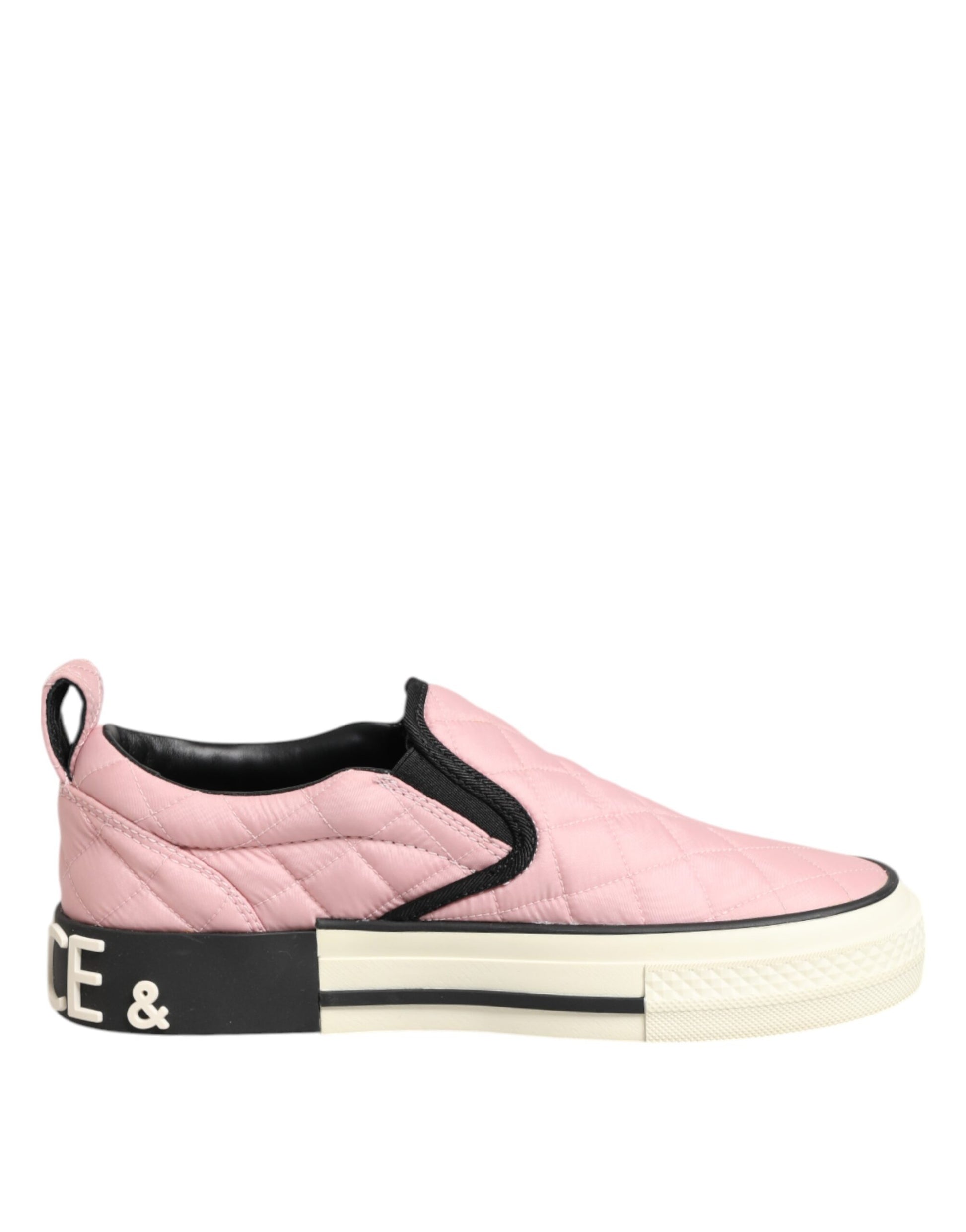 Dolce & Gabbana Pink Quilted Nylon Slip-On Sneaker Shoes - ACCEXO