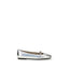 PINKO Silver Calf Leather Bos Taurus Ballet Flats