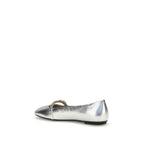 PINKO Silver Calf Leather Bos Taurus Ballet Flats