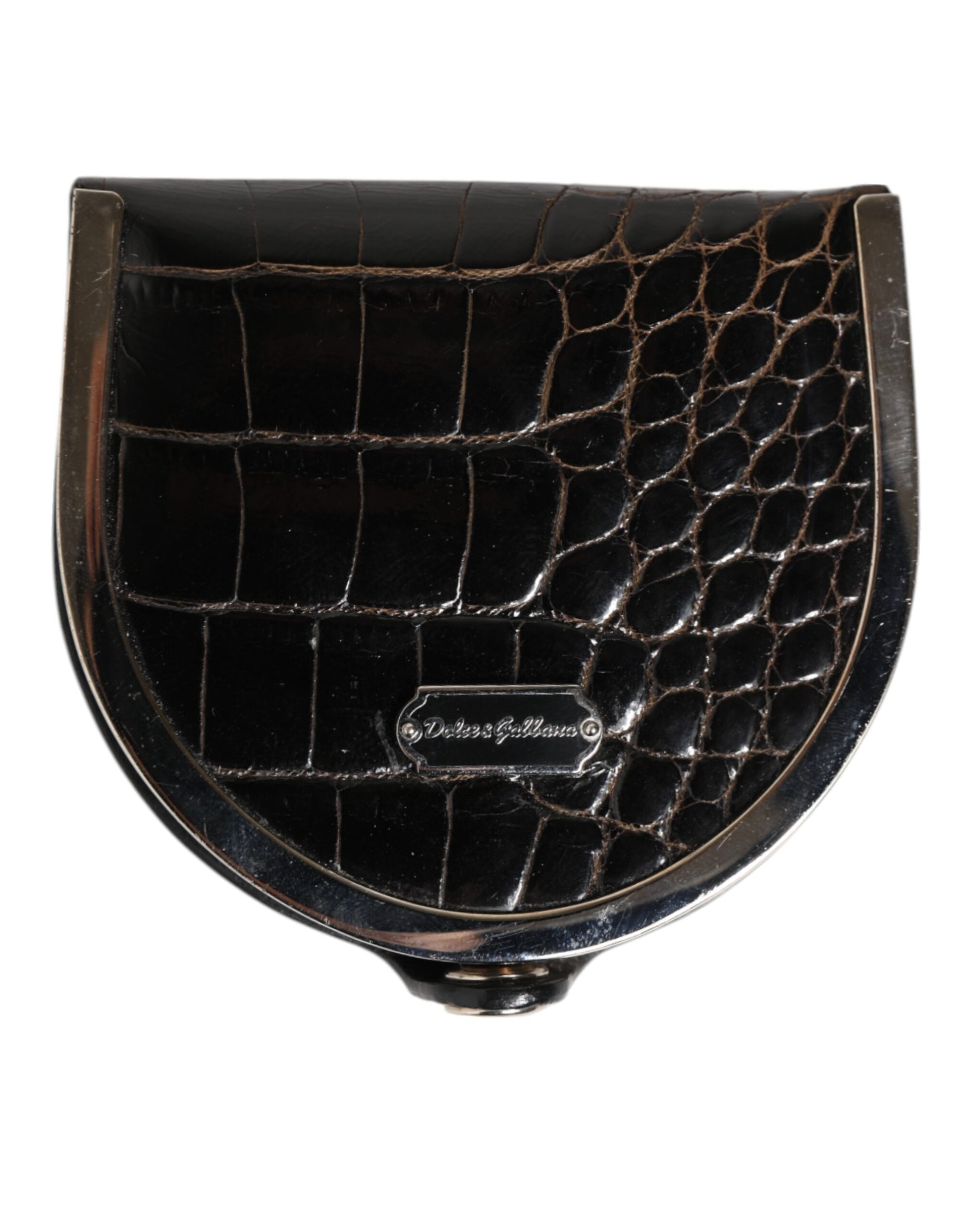 Dolce & Gabbana Black Polished Crocodile Leather Mens Coin Purse Wallet - ACCEXO