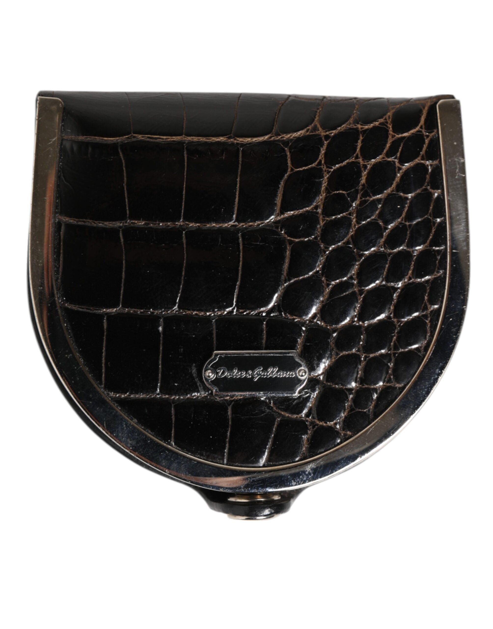 Dolce & Gabbana Black Polished Crocodile Leather Mens Coin Purse Wallet - ACCEXO
