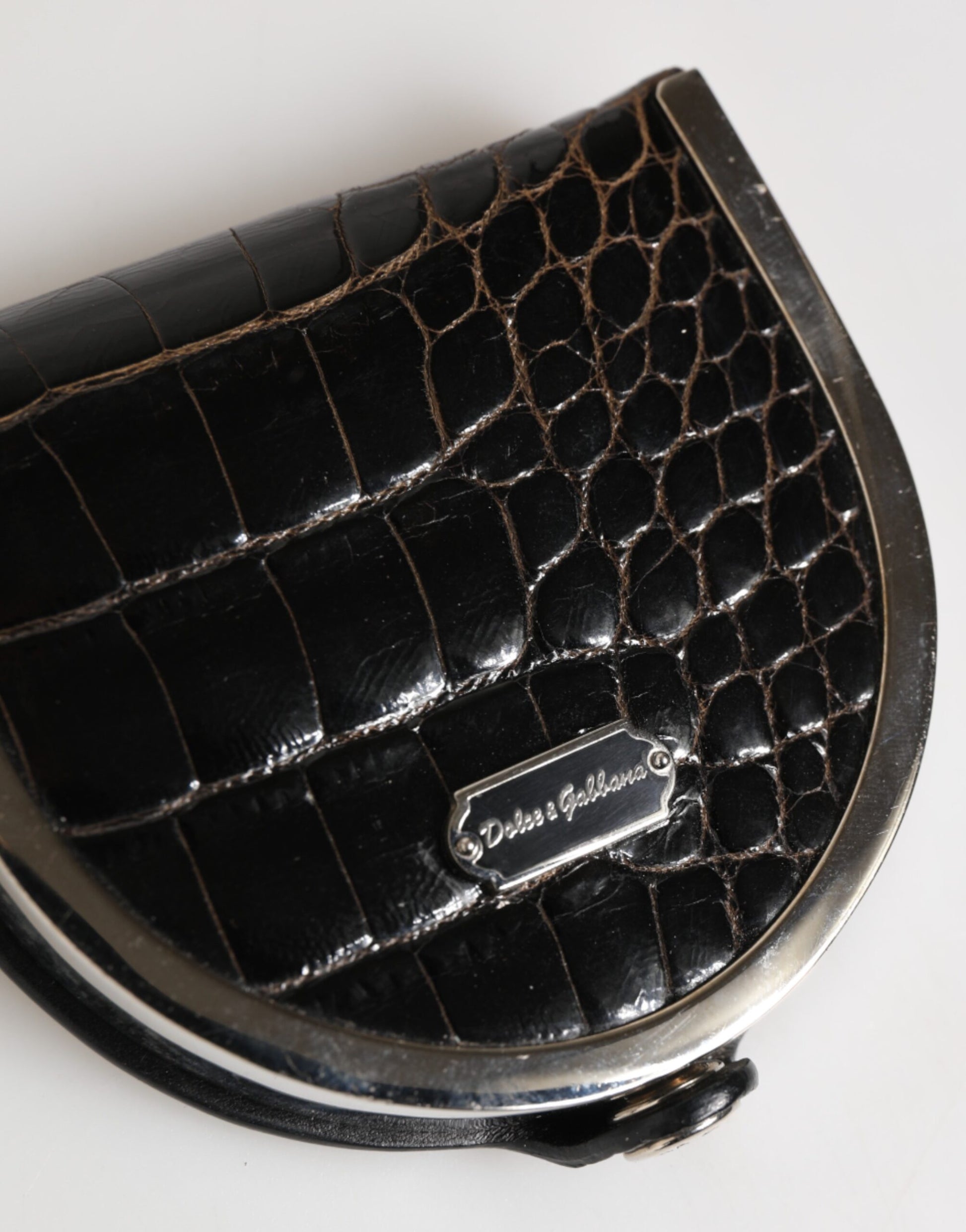 Dolce & Gabbana Black Polished Crocodile Leather Mens Coin Purse Wallet - ACCEXO