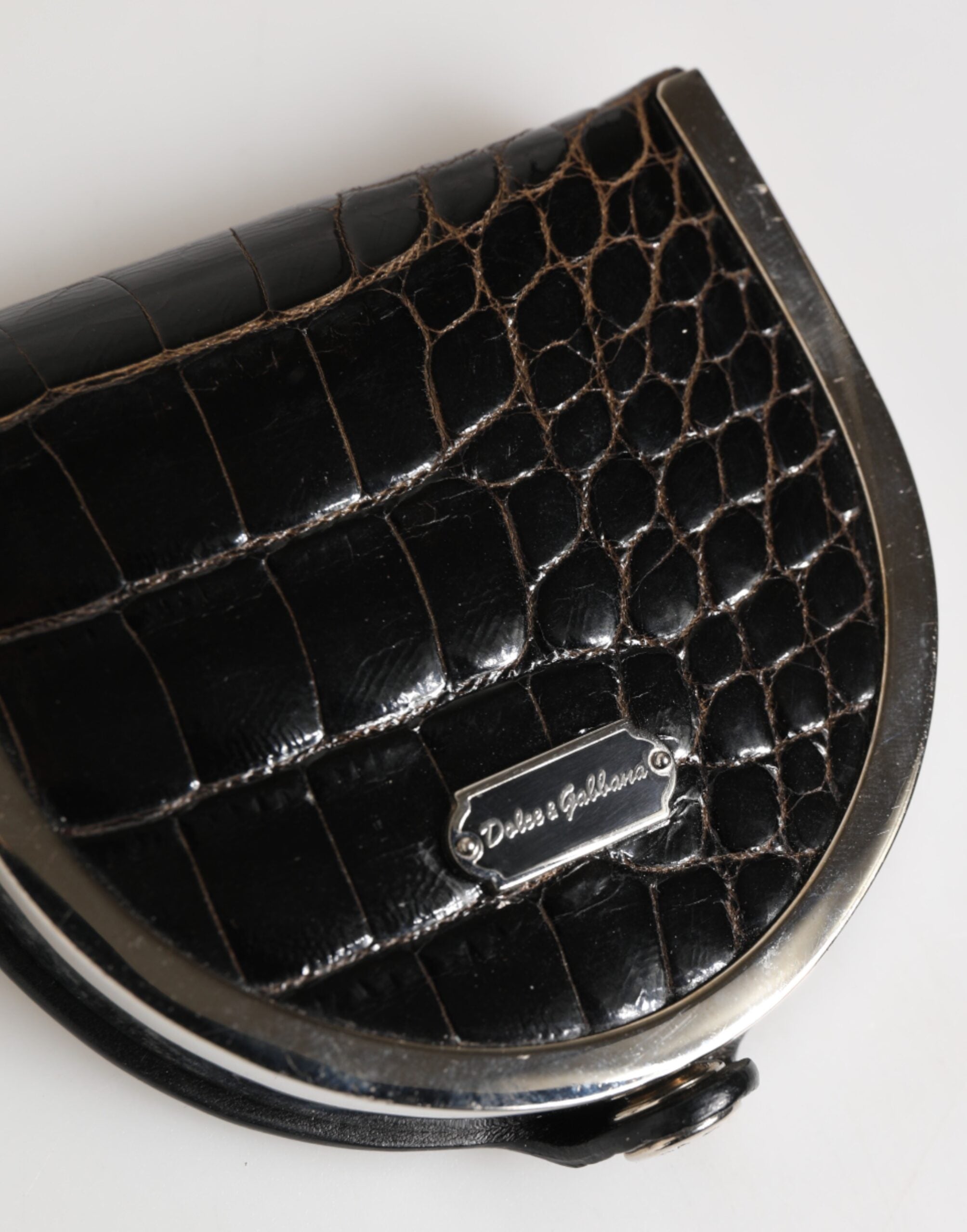 Dolce & Gabbana Black Polished Crocodile Leather Mens Coin Purse Wallet - ACCEXO