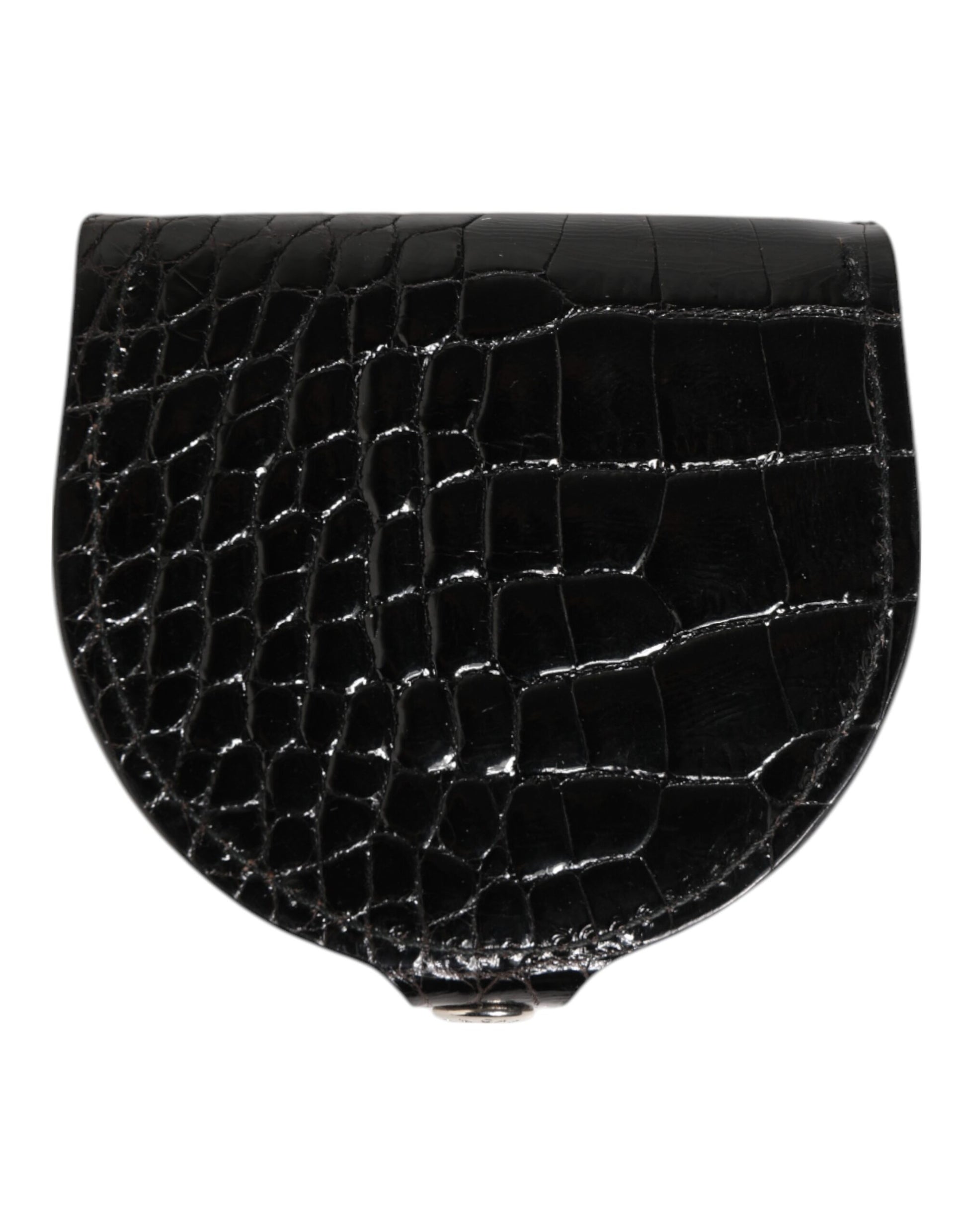 Dolce & Gabbana Black Polished Crocodile Leather Mens Coin Purse Wallet - ACCEXO