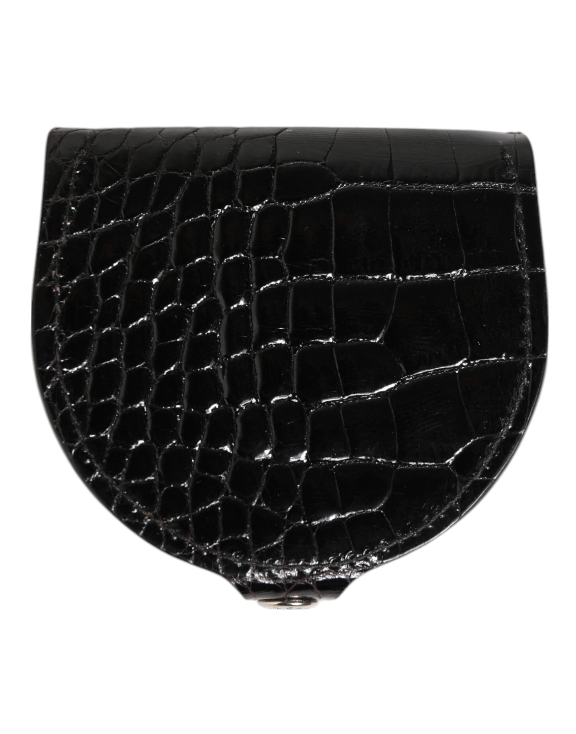 Dolce & Gabbana Black Polished Crocodile Leather Mens Coin Purse Wallet - ACCEXO