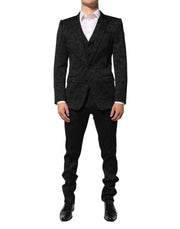 Dolce & Gabbana Black 3 Piece Brocade Jacquard Suit MARTINI - ACCEXO