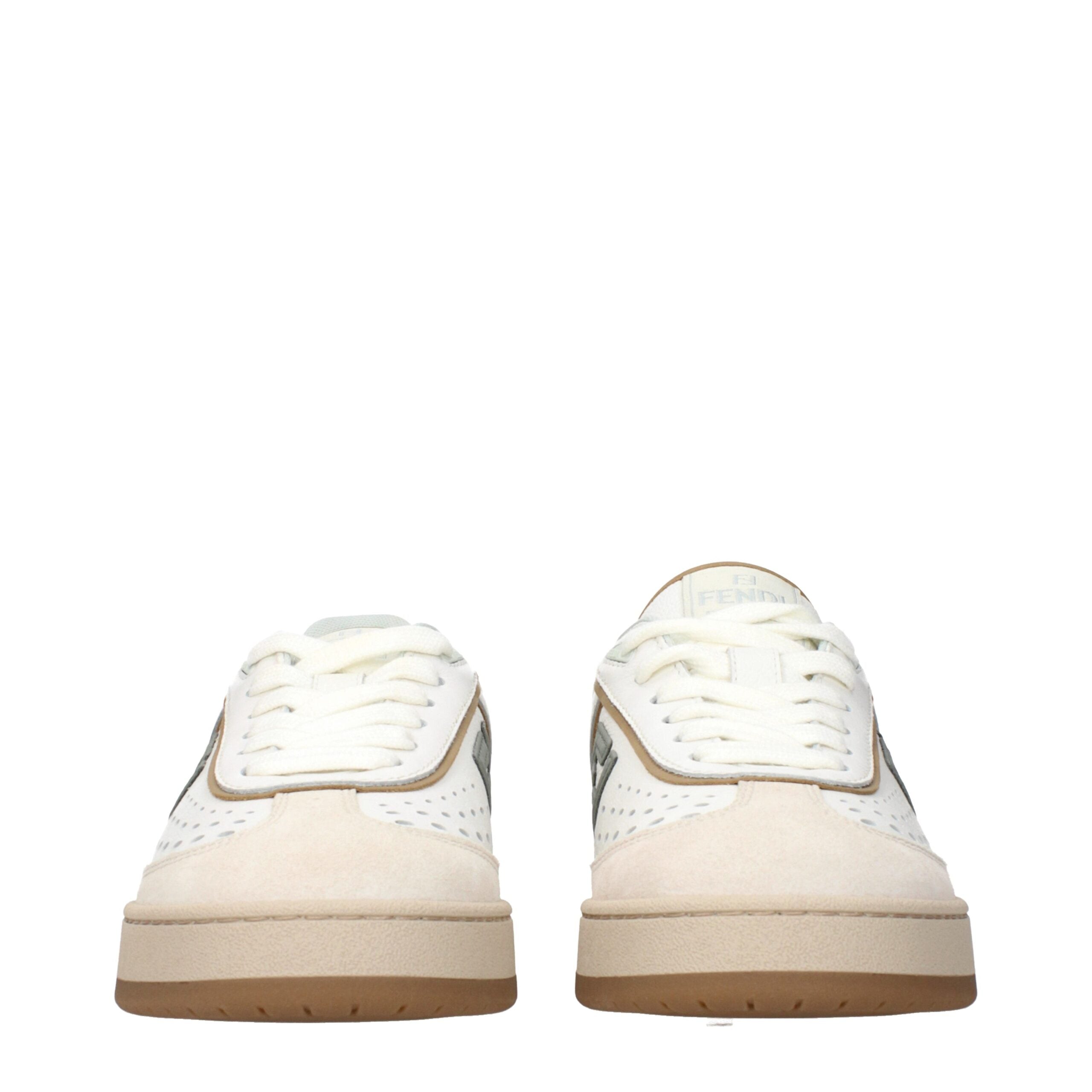 Fendi White Leather Low Tops