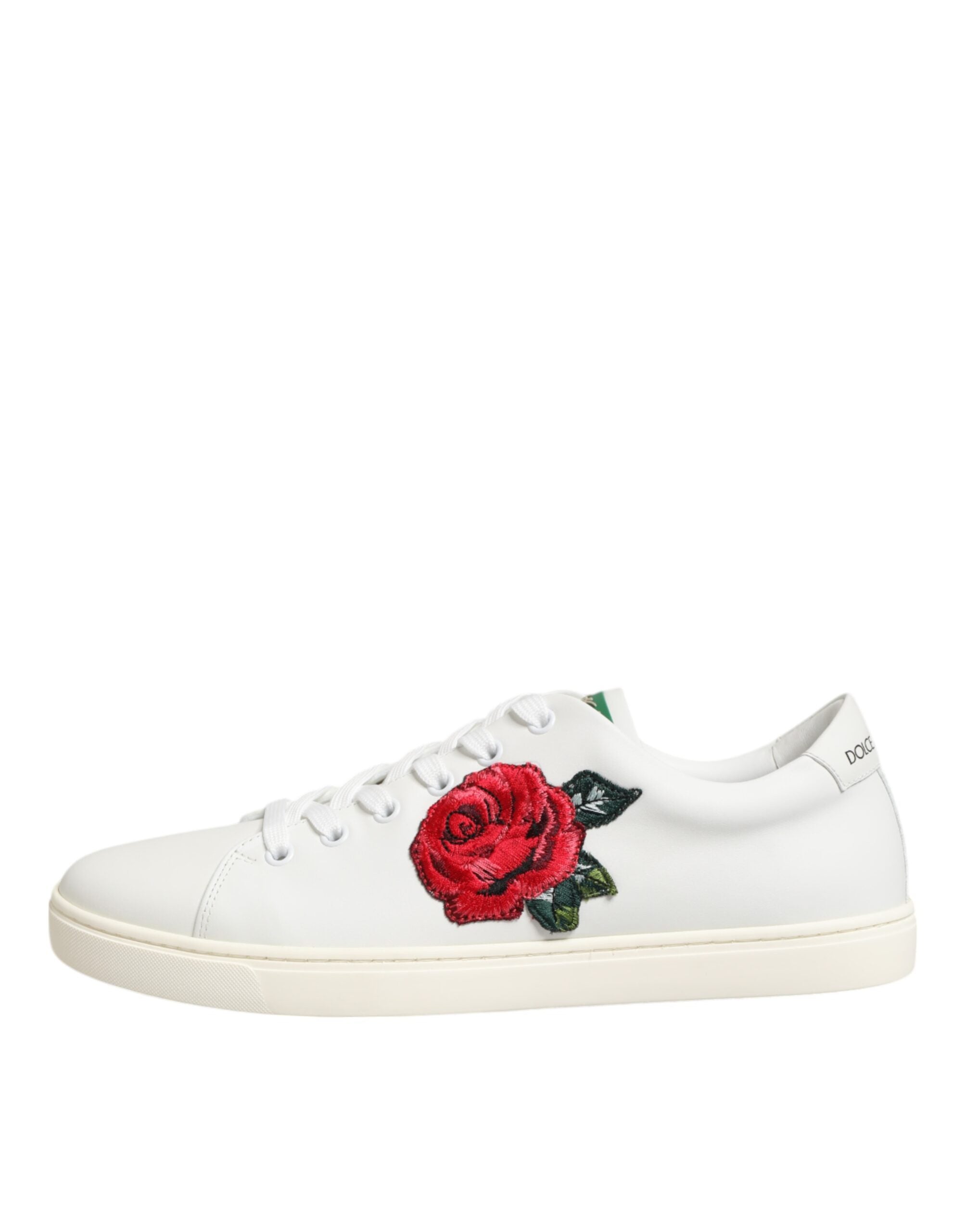 Dolce & Gabbana White Leather Rose Embroidery Low-Top  Shoes Secondary image