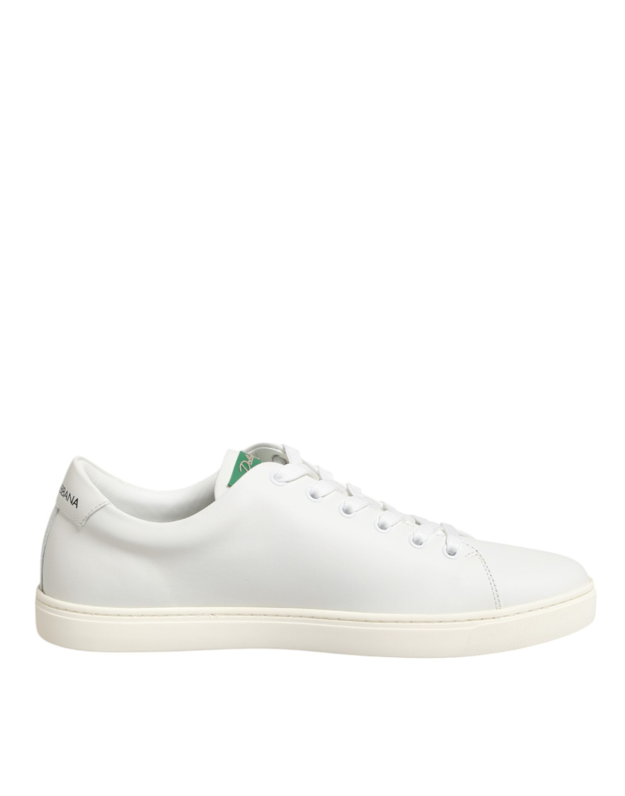 Dolce & Gabbana White Leather Rose Embroidery Low-Top  Shoes - ACCEXO Main image