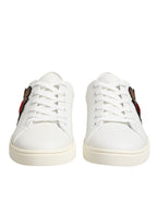 Dolce & Gabbana White Leather Sacre Heart Patch Sneakers  Shoes - ACCEXO