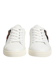 Dolce & Gabbana White Leather Sacred Heart Patch Sneakers Shoes