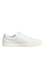 Dolce & Gabbana White Leather Sacre Heart Patch Sneakers  Shoes - ACCEXO