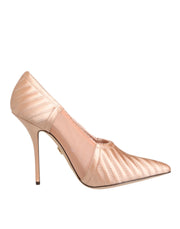 Dolce & Gabbana Cipria Nude Satin Mesh Stiletto Pumps Shoes - ACCEXO