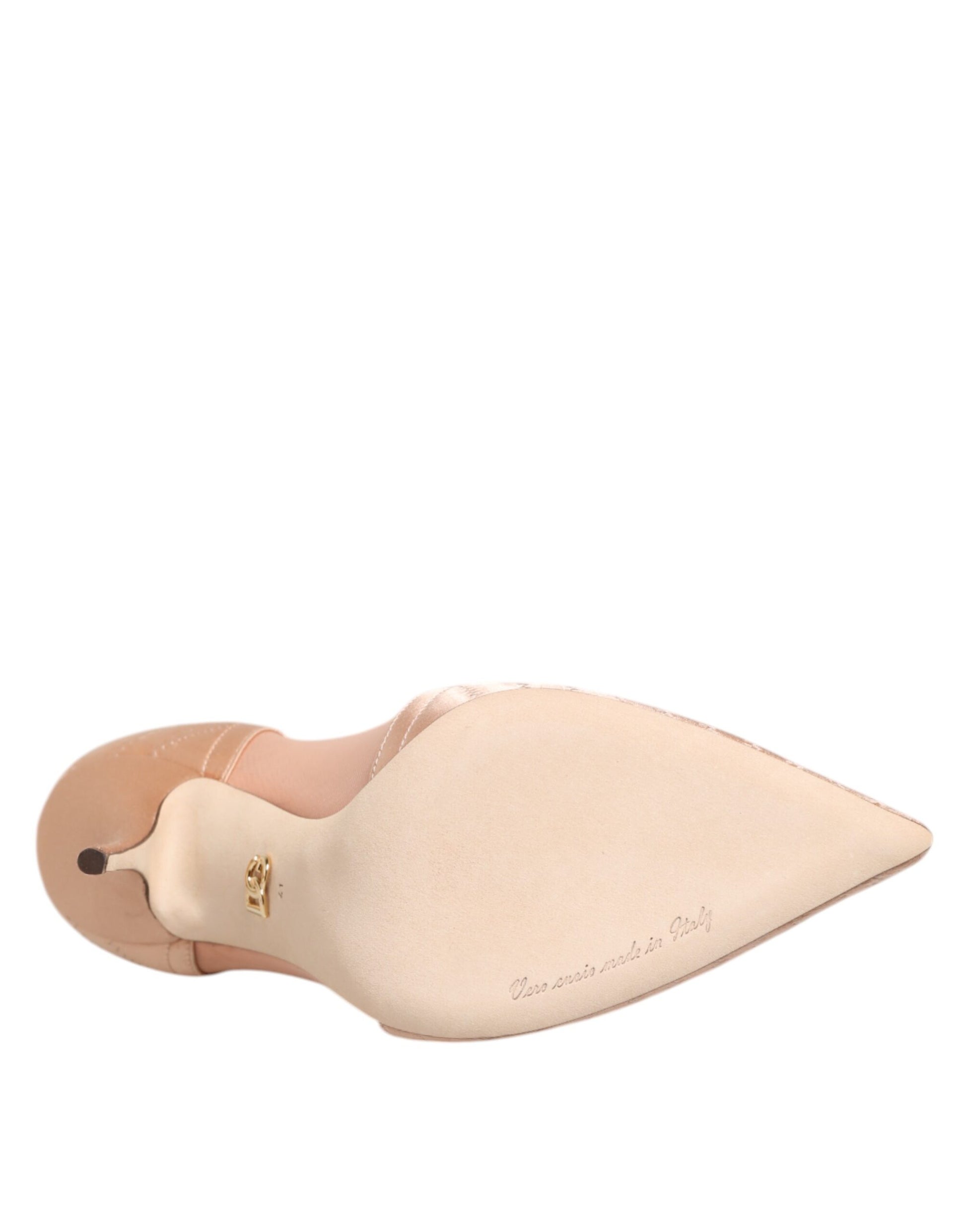 Dolce & Gabbana Cipria Nude Satin Mesh Stiletto Pumps Shoes - ACCEXO