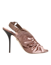 Dolce & Gabbana Bronze Satin Ruched Slingback Sandals Shoes - ACCEXO
