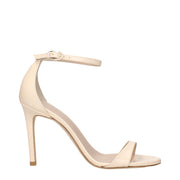 Stuart Weitzman Beige Leather Stiletto Heel Sandals