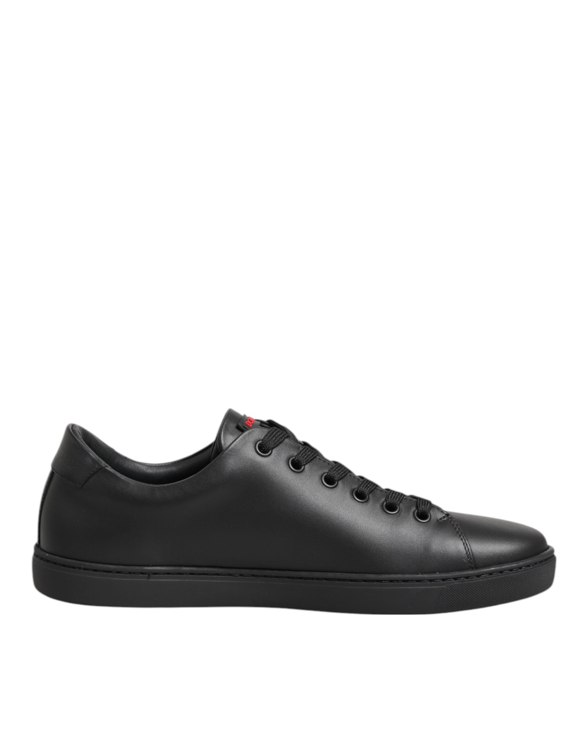 Dolce & Gabbana Black Leather Crystal Heart Low Top Sneakers  Shoes - ACCEXO