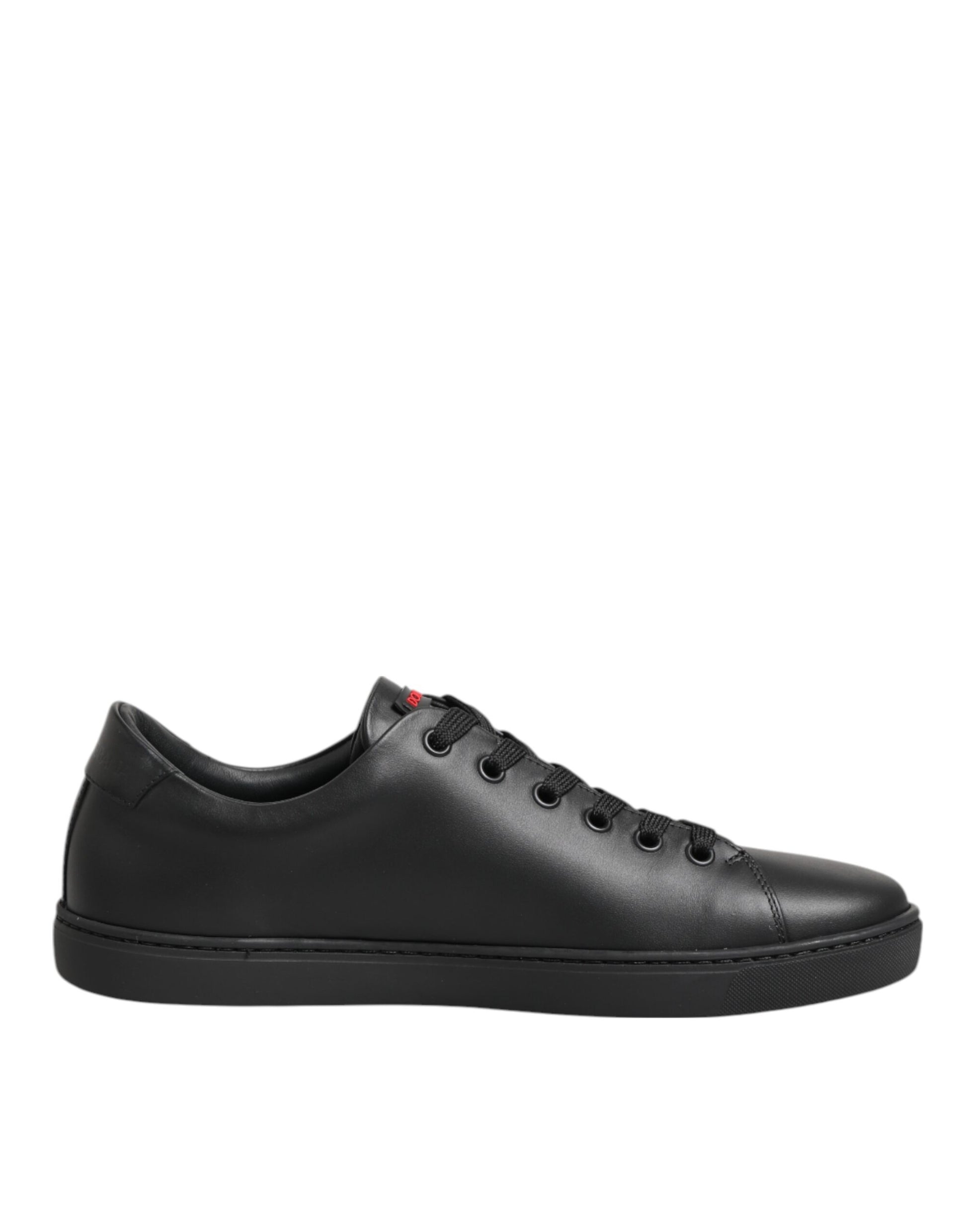 Dolce & Gabbana Black Leather Crystal Heart Low Top Sneakers  Shoes - ACCEXO