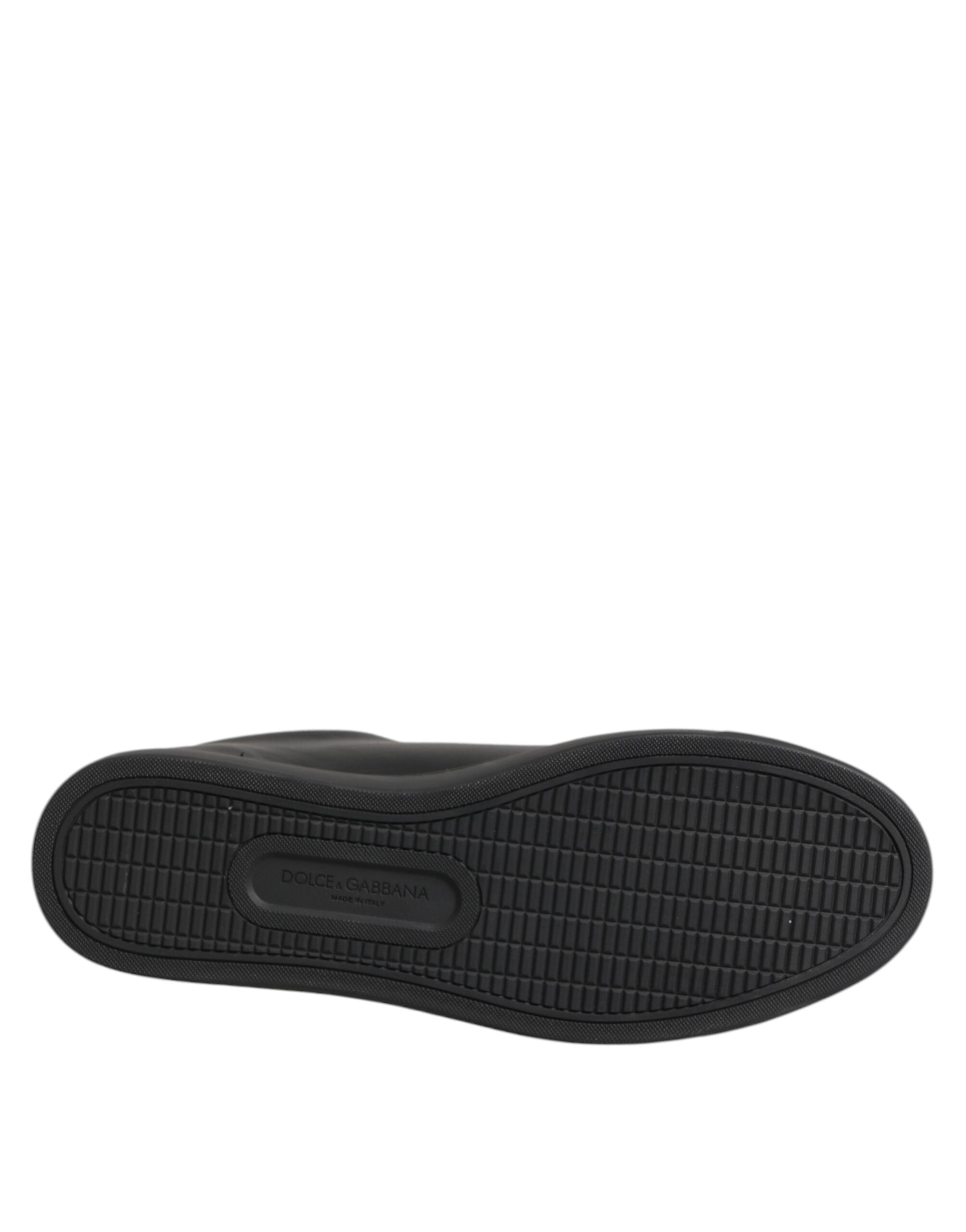 Dolce & Gabbana Black Leather Crystal Heart Low Top Sneakers  Shoes - ACCEXO