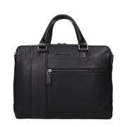 Piquadro Black Leather Business And Laptop Bags