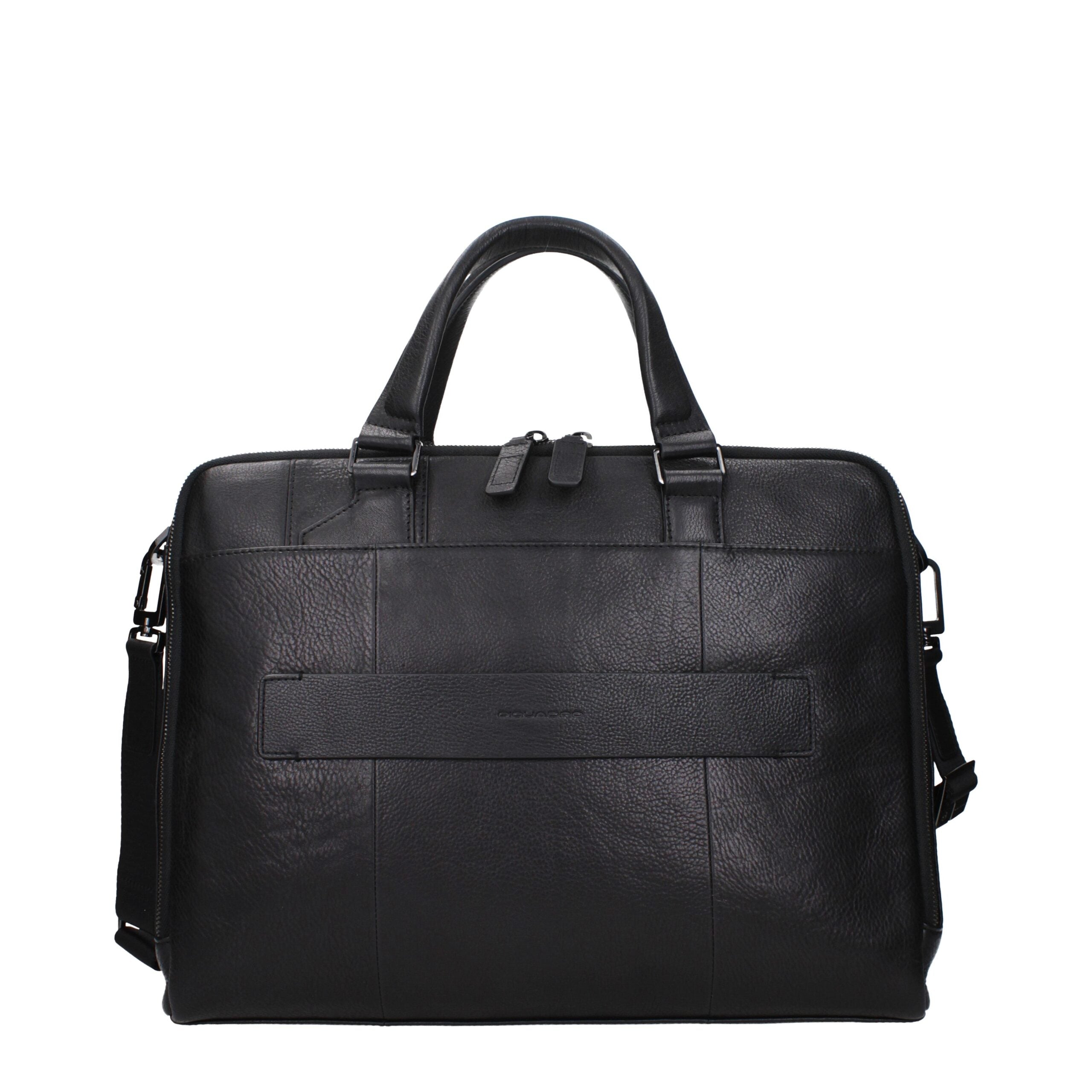 Piquadro Black Leather Business And Laptop Bags