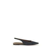 Brunello Cucinelli Denim slingback Ballerinas - ACCEXO