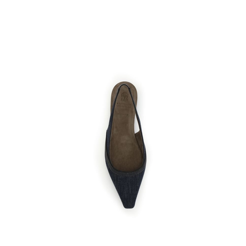 Brunello Cucinelli Denim slingback Ballerinas - ACCEXO