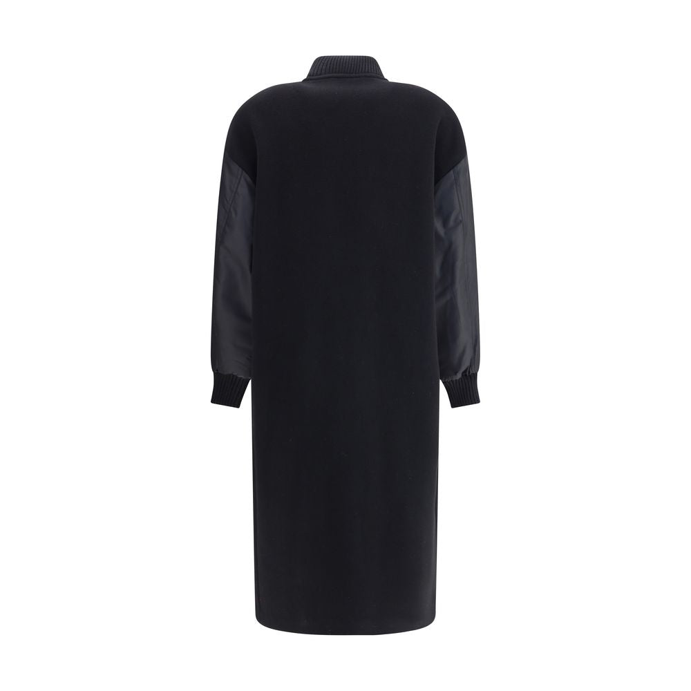 PINKO Long Coat in wool-blend cloth and technical satin - ACCEXO